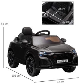 HOMCOM Mașină electrică pentru copii sub licență Audi RS Q8, vehicul electric cu telecomandă, MP3, USB, Bluetooth, negru | Aosom Romania