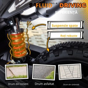 AIYAPLAY Motocicletă Electrică pentru Copii 3-8 Ani, 2 Motoare 12V, Roți Ajutătoare Detașabile, 30 kg, Galben | Aosom Romania