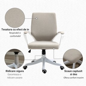 Vinsetto Scaun Ergonomic de Birou cu Înălțime Reglabilă, Pivotant la 360° și Funcție Leagăn, 62x69x92-100 cm, Culoare Bej | Aosom Romania