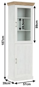 Vitrină, pin nordic/stejar sălbatic, ROYAL W1D