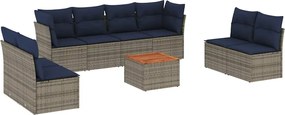 vidaXL Set canapele de grădină, 9 piese, cu perne, gri, poliratan
