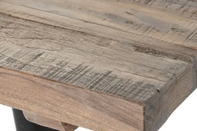 Masă de dining din lemn reciclat cu picioare din metal negru, 180×90×76 cm, „Loft"