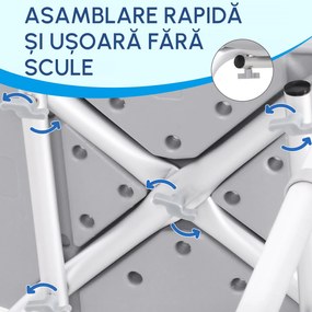 Scaun de dus HOMCOM din Aluminiu si Plastic, Inaltime reglabila 8 Niveluri 71-78.5cm Picioruse antiderapante | Aosom Romania