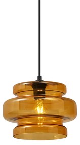 Lampă suspendată retro neagră cu sticlă portocalie - Denise
