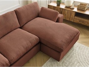 Colțar portocaliu cu tapițerie din catifea reiată Belair – Bobochic Paris