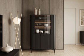 Vitrină Vesper 103 cm - negru / picioare negre
