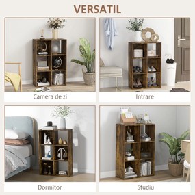 HOMCOM Bibliotecă Modernă Modulară cu 6 Compartimente din PAL, Maro | Aosom Romania