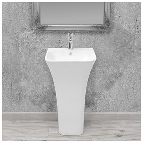 Rea Ada SLim lavoar 45.6x44.5 cm dreptunghiular stativ alb REA-U9902