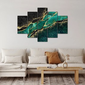 Tablou - Marmorat, petrol-auriu (150x105 cm)