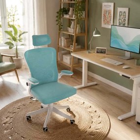 Scaun ergonomic OFF 336 bleu, spătar înalt și brațe rabatabile