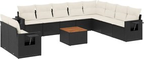 vidaXL Set canapele de grădină cu perne, 11 piese, negru, poliratan