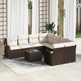 vidaXL Set de canapele pentru grădină 9 pcs Maro 55 x 55 x 37 cm