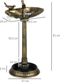 Outsunny Baie pentru păsări de grădină exterior 81 cm cu design în formă de scoică și finisaj patinat, ușoară și rezistentă, bronz | Aosom Romania