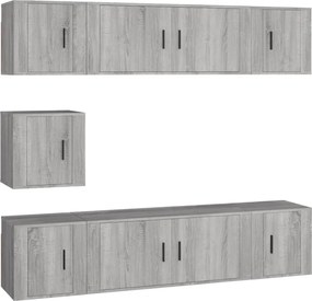 vidaXL Set comode TV, 7 piese, gri sonoma, lemn compozit