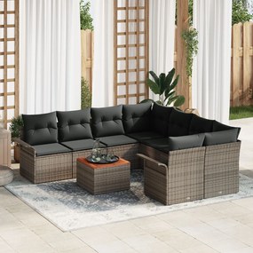 vidaXL Set de canapele pentru grădină 9 pcs Gri Rattan poli