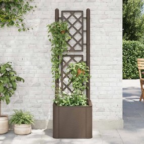 Strat inaltat gradina cu spalier si sistem automat udare, maro 1, Mocca, 43 x 43 x 142 cm, 43 x 43 x 142 cm