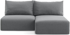 Colțar gri extensibil/cu spațiu de depozitare cu tapițerie din catifea (cu colț pe partea dreaptă/cu șezlong) Kalena – Makamii