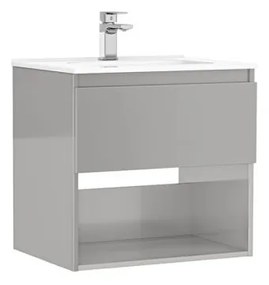 MOBILIER DAILY 60X46X56.5 GALET LUCIOS,1 SERTAR+RAFT,CU LAVOAR Gri lucios, 600x460 mm