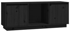 814343 vidaXL Comodă TV, negru, 110,5x35x44 cm, lemn masiv de pin