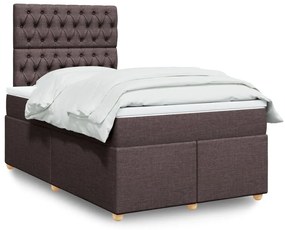 vidaXL Pat box spring cu saltea, maro închis, 120x190 cm, textil