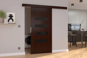 Ușă glisantă FORLI (Latime: 86 cm, Culoare: Sonoma /Negru Lacobel)