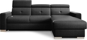 Colțar negru extensibil/cu spațiu de depozitare (cu colț pe partea dreaptă/cu șezlong) Fresia – ELTAP