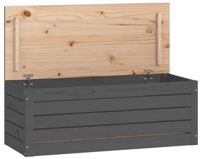 823621 vidaXL Cutie de depozitare, gri, 89x36,5x33 cm, lemn masiv de pin