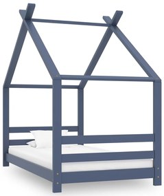vidaXL Cadru de pat de copii, gri, 80 x 160 cm, lemn masiv de pin