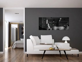 Tablou abstract - bilele verzi (120x50 cm)