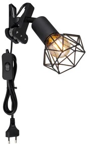 Lampă de perete cu clemă XARA I 1xE14/40W/230V negru Globo 54802SK