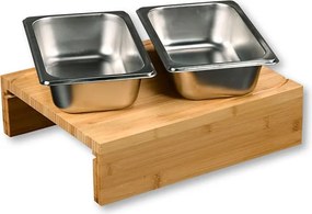 Set de tocator cu 2 tavi de colectare Kesper 58355, 35 cm, Bambus, Otel inoxidabil, Maro
