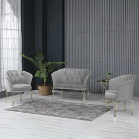 Fotoliu Viena, scaun, gri-auriu, picioare metal auriu, Homs