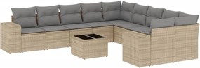 vidaXL Set canapele de grădină cu perne, 11 piese, bej, poliratan