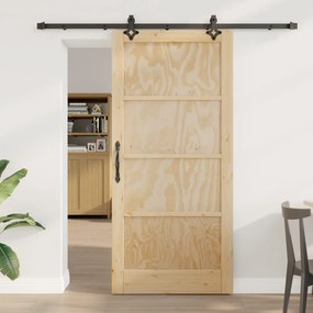 vidaXL Ușă Culisantă Manual Natural și negru 93 x 202 cm