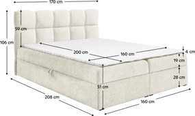 Pat boxspring, 160x200, crem, NEGRY