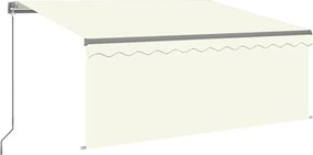 vidaXL Copertină retractabilă manual cu stor&LED, crem, 3,5x2,5 m