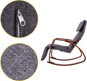 Scaun oscilant cu suport reglabil pentru picioare, cadru din lemn hazel - gri