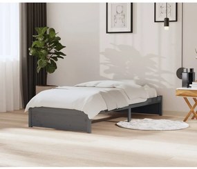 vidaXL Cadru de pat, gri, 90x200 cm, lemn masiv