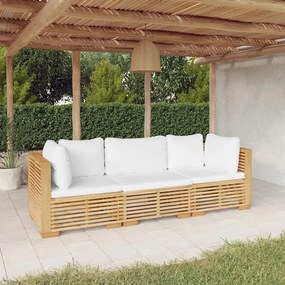 3100865 vidaXL Set mobilier grădină cu perne, 3 piese, lemn masiv de tec