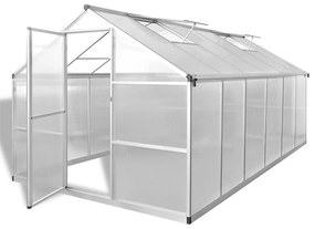 vidaXL Seră din aluminiu ranforsat cu cadru la bază, 9,025 m²