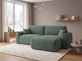 Canapea extensibila reversibila in forma de L NORDEN TILIA 250x140 cm, verde