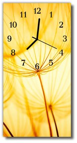 Ceas de perete din sticla vertical Păpădie flori galbene