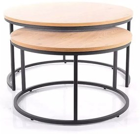 Set 2 mese de cafea Atlanta III stejar/negru
