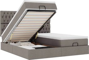 vidaXL Cadru de pat otoman cu saltele Taupe 180x200cm Material