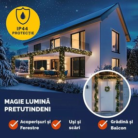 Ghirlandă de Crăciun ANDREA cu iluminare și telecomandă, 5 m, verde Casaria