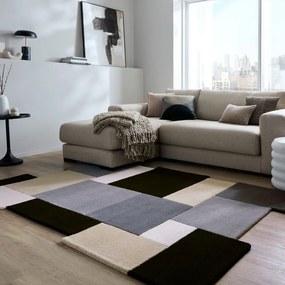 Covor negru/gri țesut manual din lână 150x240 cm Collage Monochrome – Flair Rugs