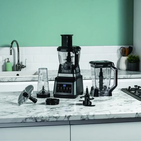 Robot de bucatarie Ninja BN800EU, 1200W, 2.1L, 3in1, Auto-iQ, 3 viteze, 21.000 rpm, Fara BPA, Zdrobire gheata, Negru