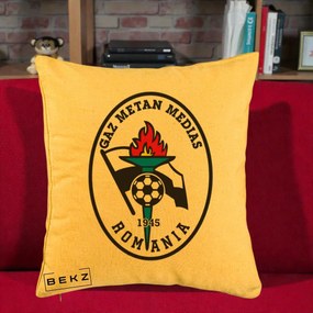 Perna Personalizata Gaz Metan Medias 1945 Fotbal, 40x40 cm, Galben, Husa Detasabila, Perna Inclusa, BEKZ®