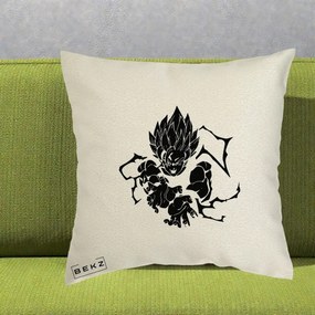 Perna Personalizata Dragon Ball Goku Super Saiyan Silueta, 40x40 cm, Ecru, Husa Detasabila, Perna Inclusa, BEKZ®