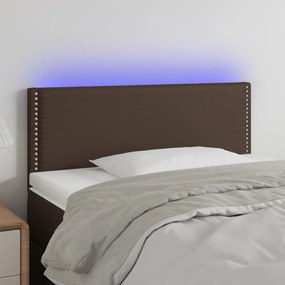 3121553 vidaXL Tăblie de pat cu LED, maro, 90x5x78/88 cm, piele ecologică
